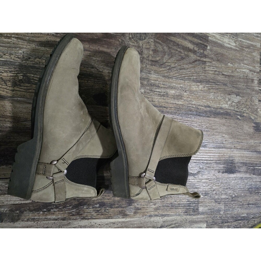 Teva Womens 9M De La Vina Dos Chelsea Ankle Bootie Beige Leather Waterproof